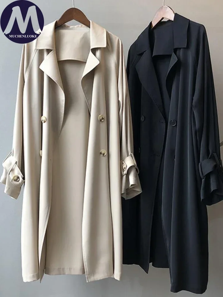 Coats for Women 2025 Spring Autumn New Long Sleeved Mid Length Trench Korean Fashion Leisure Over The Knee Women's Clothing