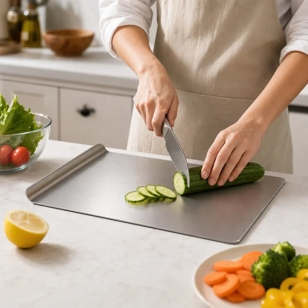 304 Stainless Steel Rolling Board Non-Stick Pastry Board with Raised Edge Food Grade Kneading Board for Kitchen