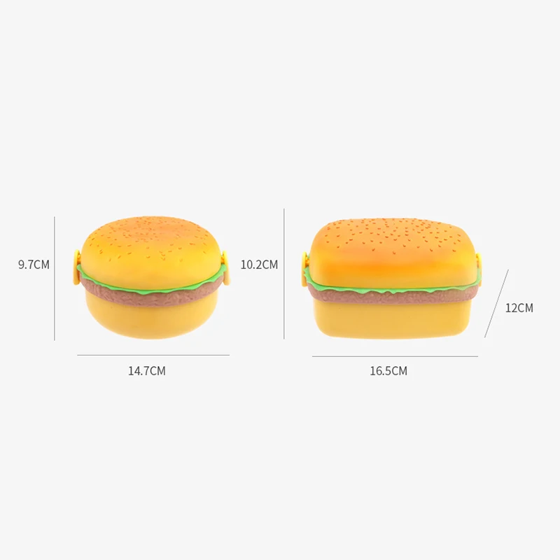 Hamburger Lunch Box Double Tier Cute Burger Bento Box microonde bambini pasto scolastico cibo Snack contenitore di frutta 1000/800ml