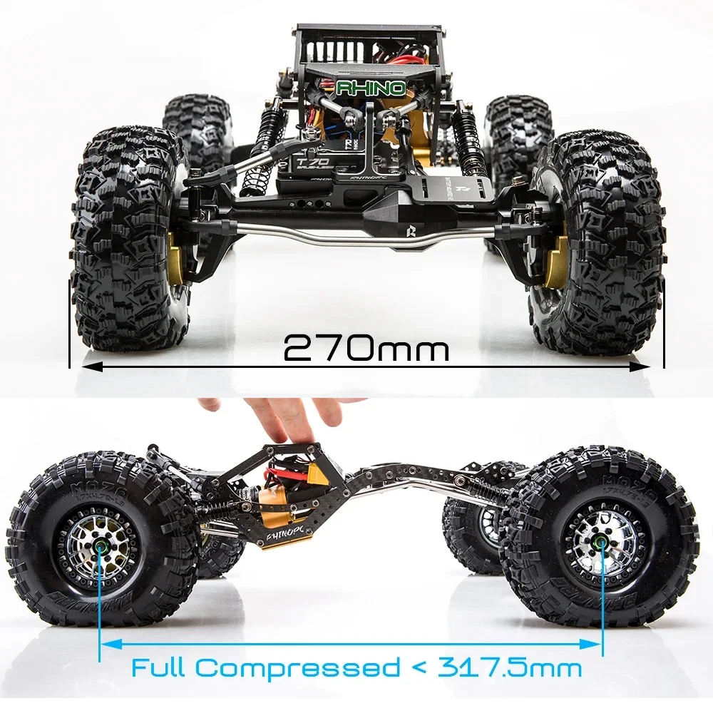 

НОВОЕ шасси RhinoRC W1, 317 мм, 1/10, гусеничная тележка с шинами Moza 2,2-дюймовые шины с вольфрамовой сталью 11,85 унции