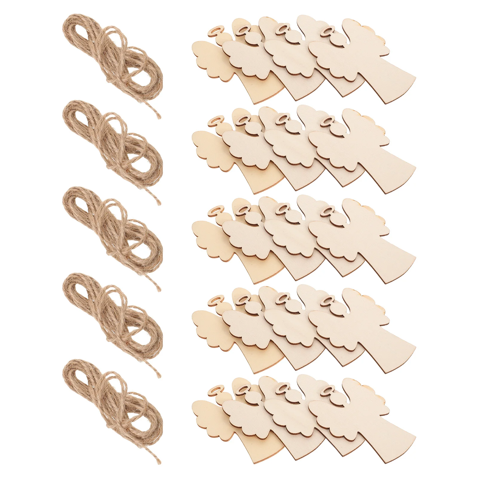 

20pcs Unfinished Wooden Angel Cutouts 4.13X2.36X0.08" Rustic Wood Angel Discs For Diy Painting Crafts Tree Hanging Pendant