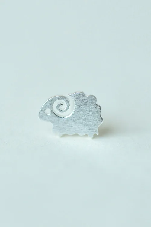 Whimsical Silver Color Ram Stud Earrings for Women: Playful and Chic Animal-Inspired Jewelry to Add a Touch of Fun to Your Look