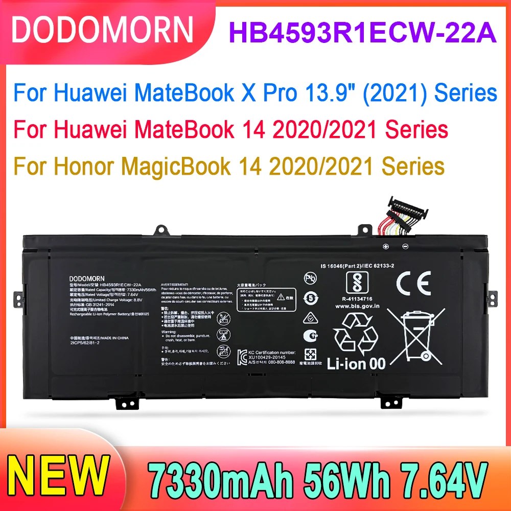 DODOMORN HB4593R1ECW-22A Quality Battery For Huawei MateBook 14 2020,14 2021,KLVL-WFH9 KLVD-WFH9 MACHD-WFE9 Support Wholesale