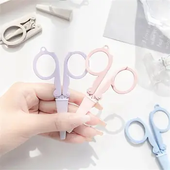 종이 작업용 미니 모란디 컬러 접이식 가위, 여행용 휴대용 디자인 스테인레스 스틸 커터, 학교 사무 용품