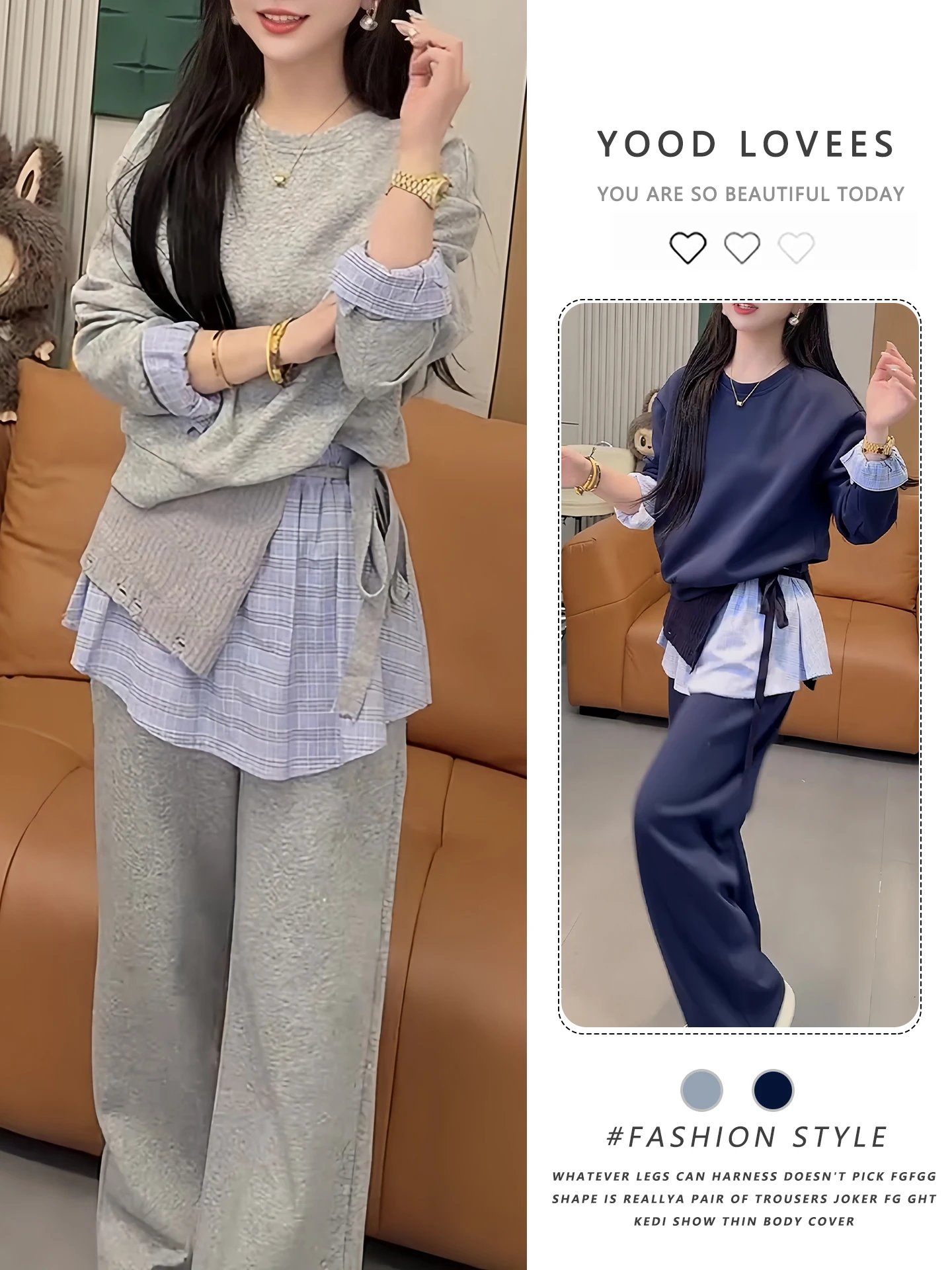 

Fashionable Long Sleeve Sweatshirt And Pants Set Women's Sportswear Casual Outfit High Waist Trousers Street Style Two Piece Set