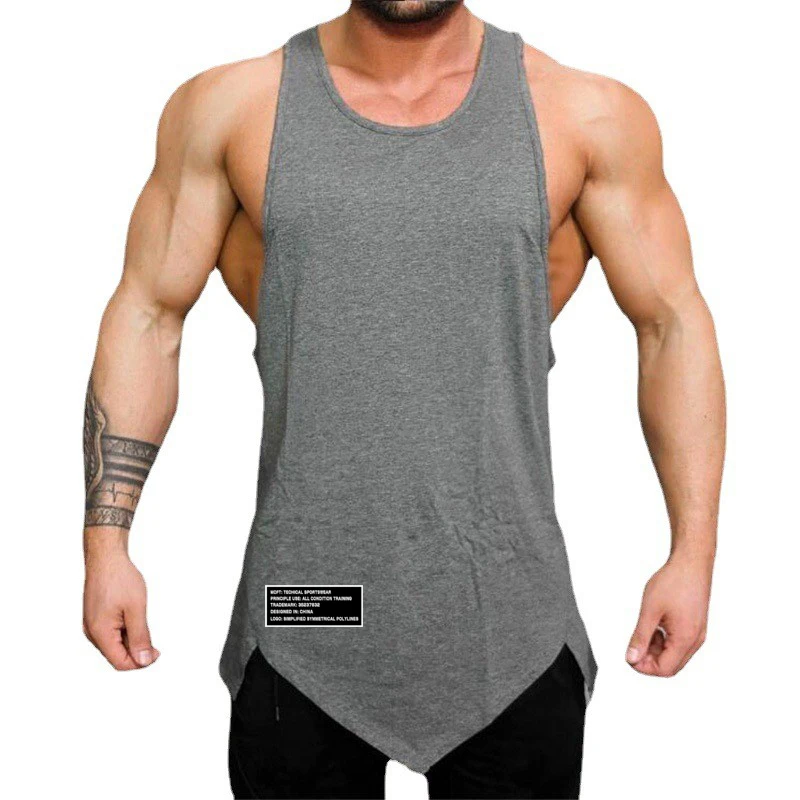 Mens Bodybuilding Fitness Workout Graphic Printed O-neck Slim Fit Irregular Gym Sports Summer Cool Tank Top Plus Size