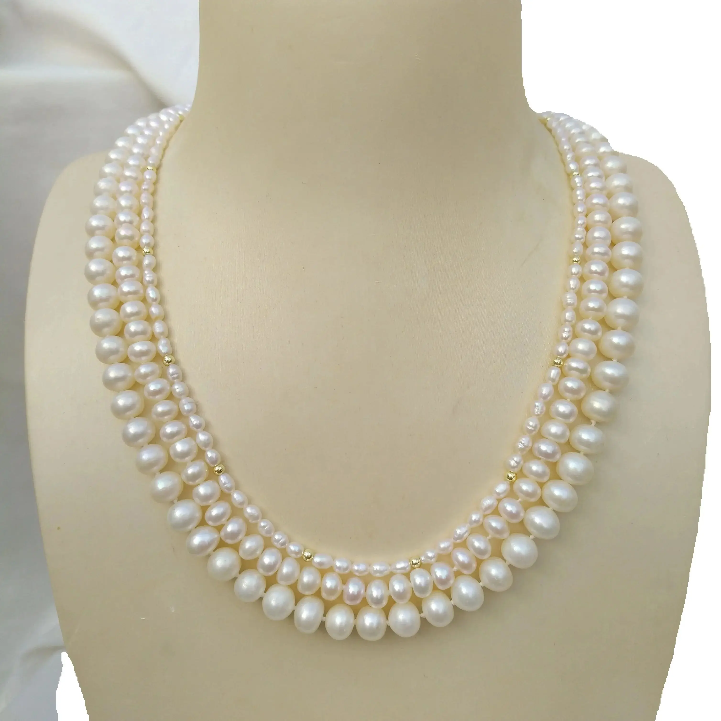 

3 Rows Natural AAA+ South Sea White Pearl Necklaces We specialize in pearl jewelry.
