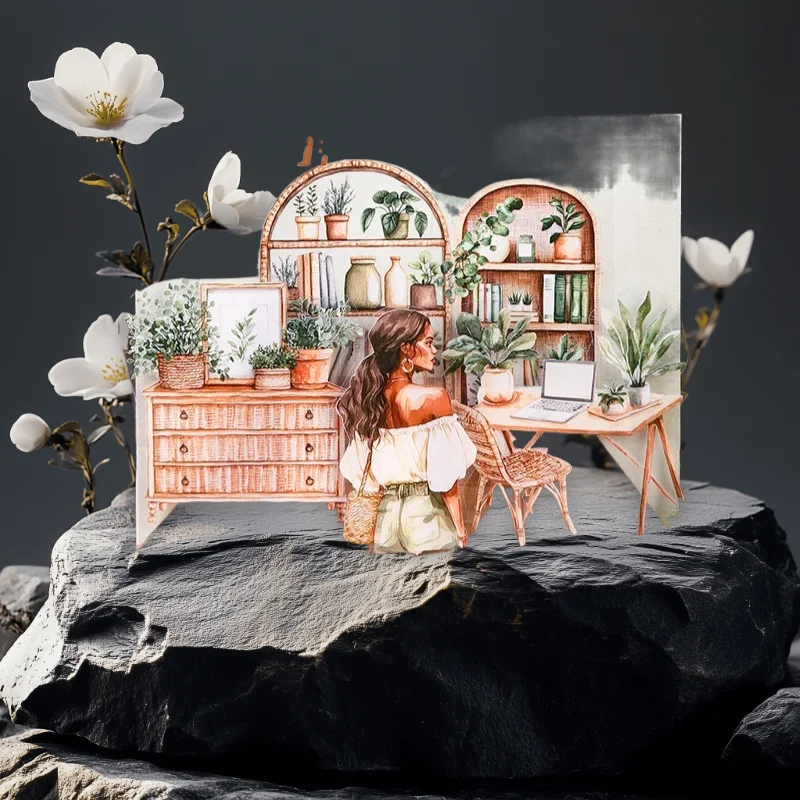 1 Rolle/3 Rolle Green Plant Home Series Life Scene Making Tape 6 Styles PET Journal Base DIY Aufkleber