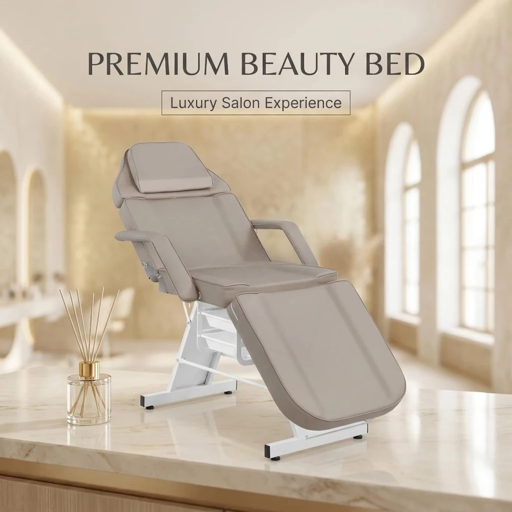 Foldable Grey Facial Bed Technician Stool Lash Bed Reclining Massage Table Beauty Salon Spa Equipment Tattoo Studio