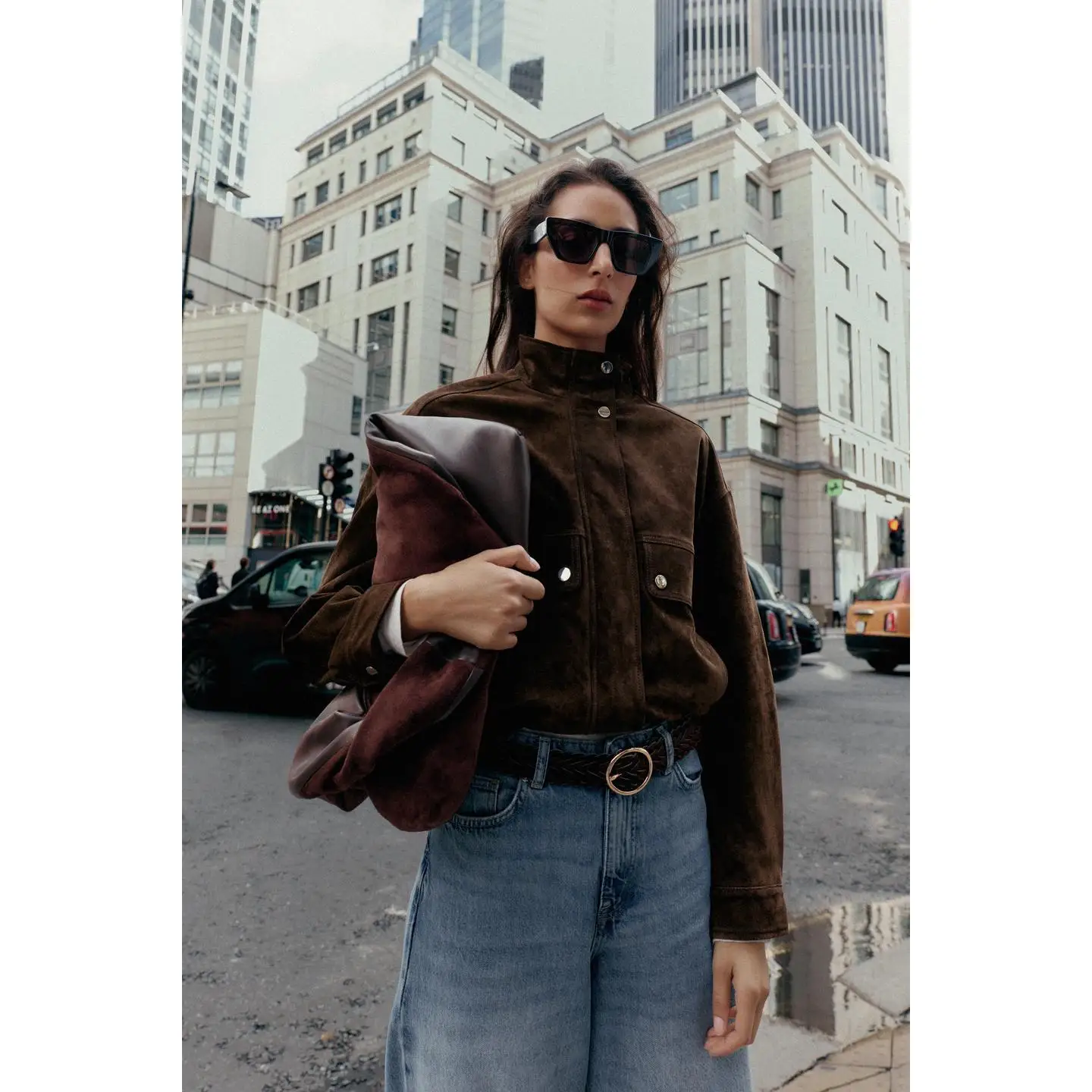 الخريف الطيار Jaet سستة إغلاق كيت عكس معطف جلد الغزال عادي رقيقة 2025 الموسمية المرأة Faion