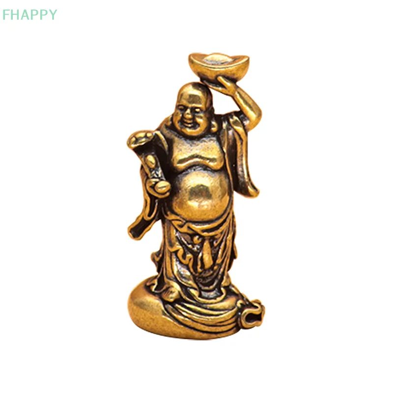 Maitreya Buddha Miniatures Figurines Brass Small Statue Ornaments Home Decor Craft for Living Room Desk Decoration