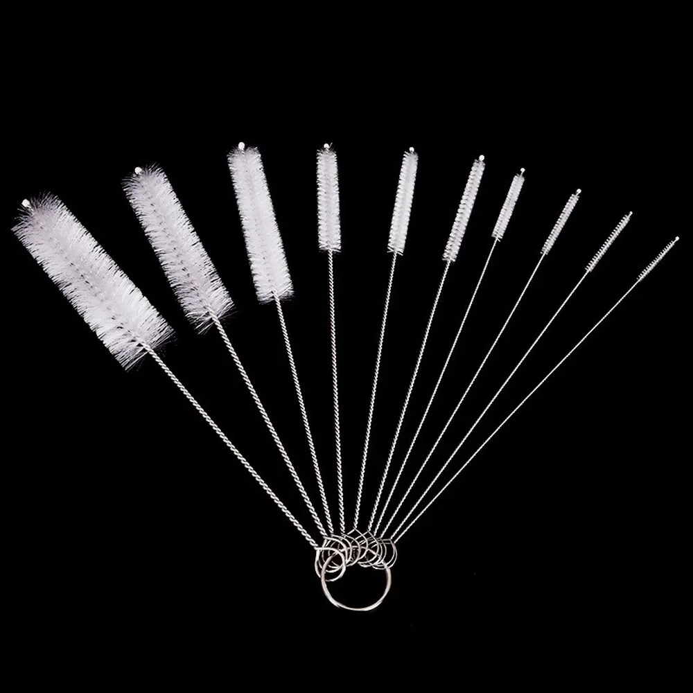 10pcs Tube Bottle Straw Washing Brush Nylon Bottle Straw Household Cleaning Brush Set Kitchen Cleaning Brushes Bristle Kit