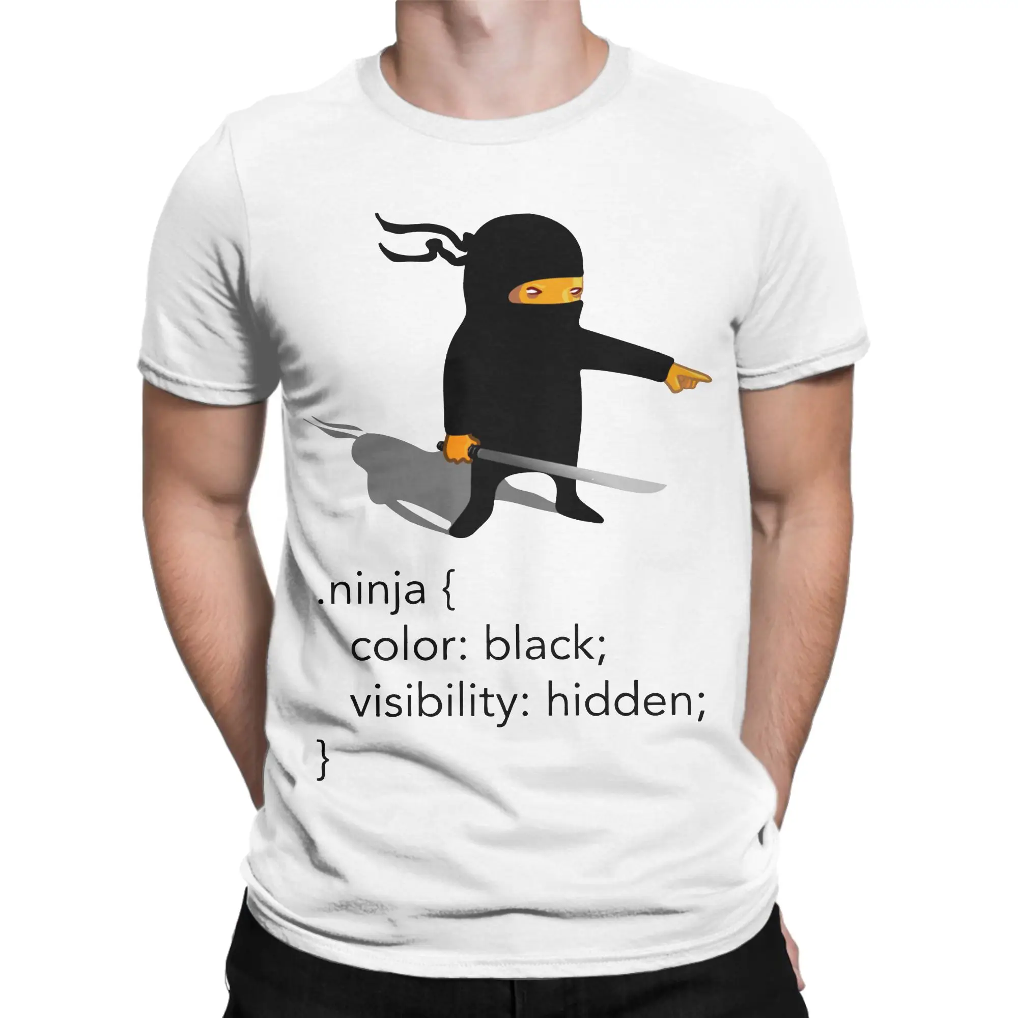 Geek CSS Jokes Ninja T Shirts Men Women's 100% Cotton T-Shirt Developer Programmer Coder Tees Short Sleeve Clothes 4XL 5XL 6XL