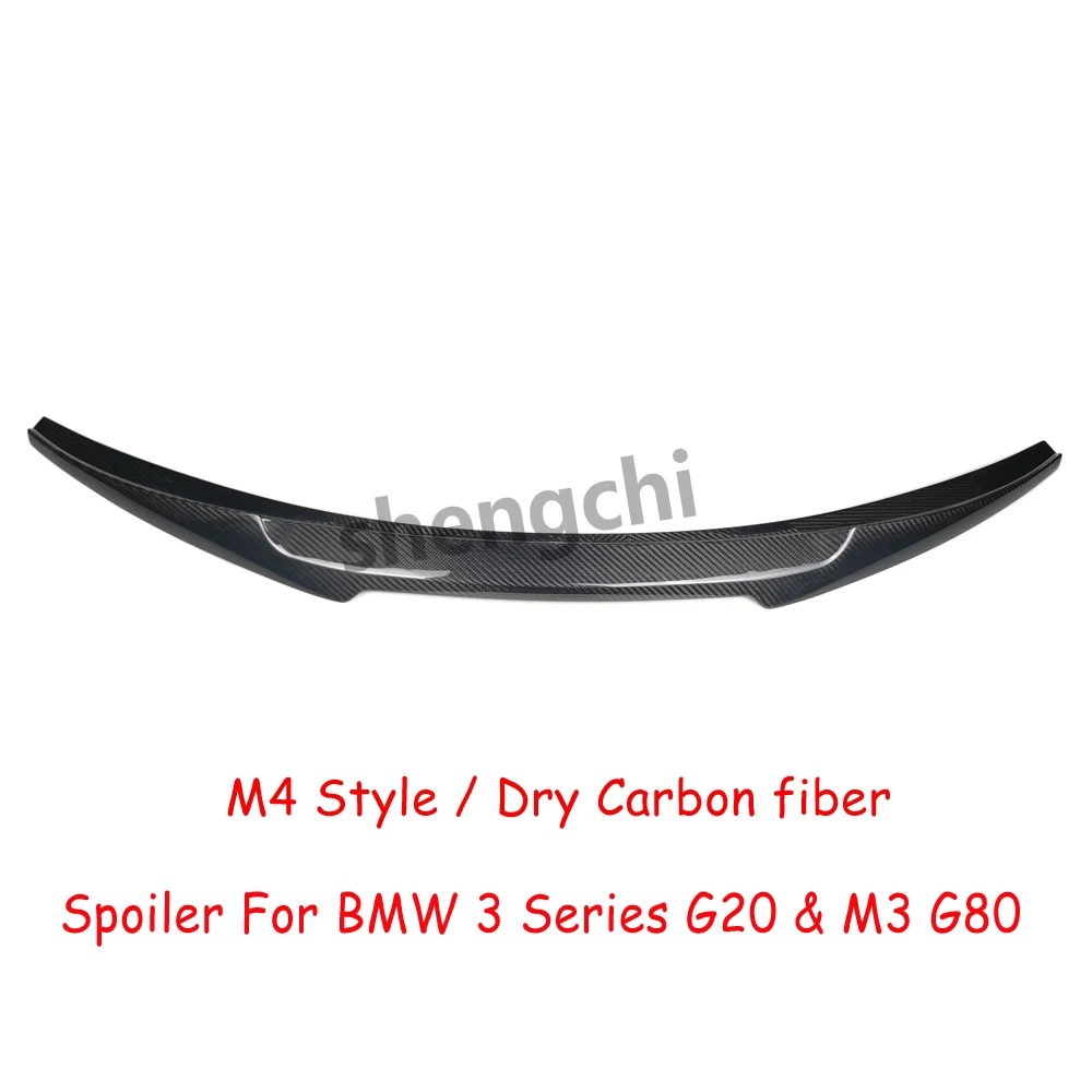 G20 M4 Style Dry Carbon Fiber Rear Trunk Spoiler Wings for BMW 3 Series G20 M3 G80 318i 320i 330i M340i Rear Spoiler 2019-2025