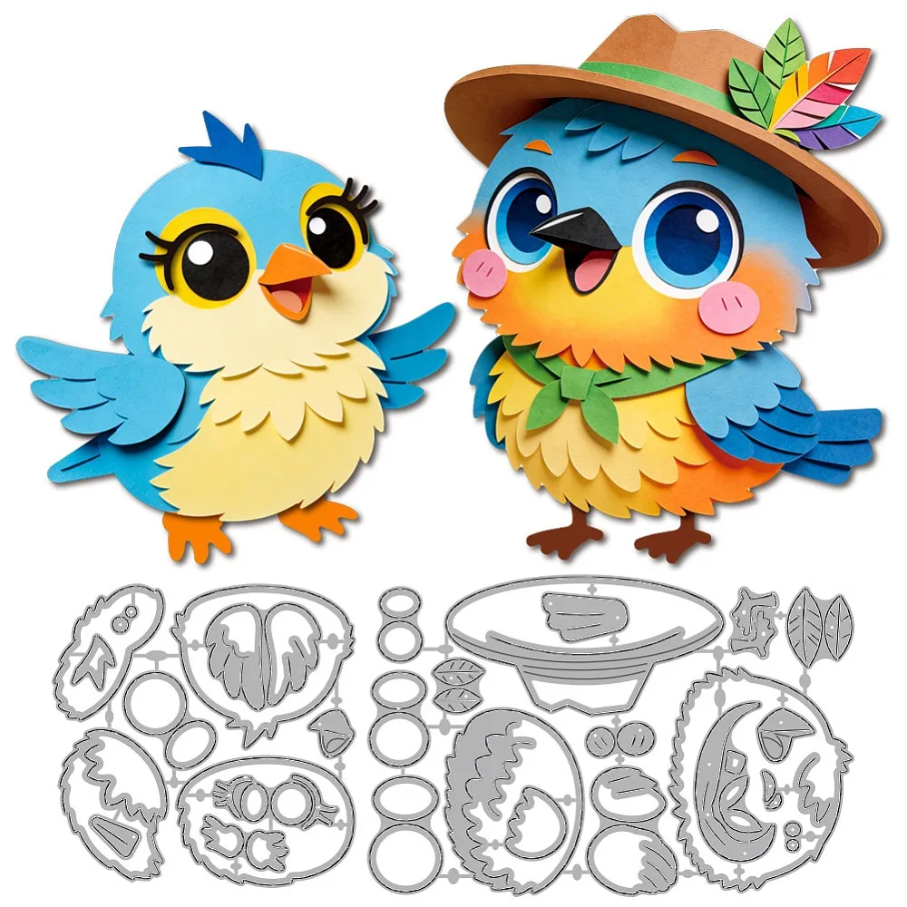 1set Bird Carbon Steel Scrapbook Decorative Frame Die Cuts Craft Paper Cutting Stencils 100~106x100~160x0.8mm 2pcs/set