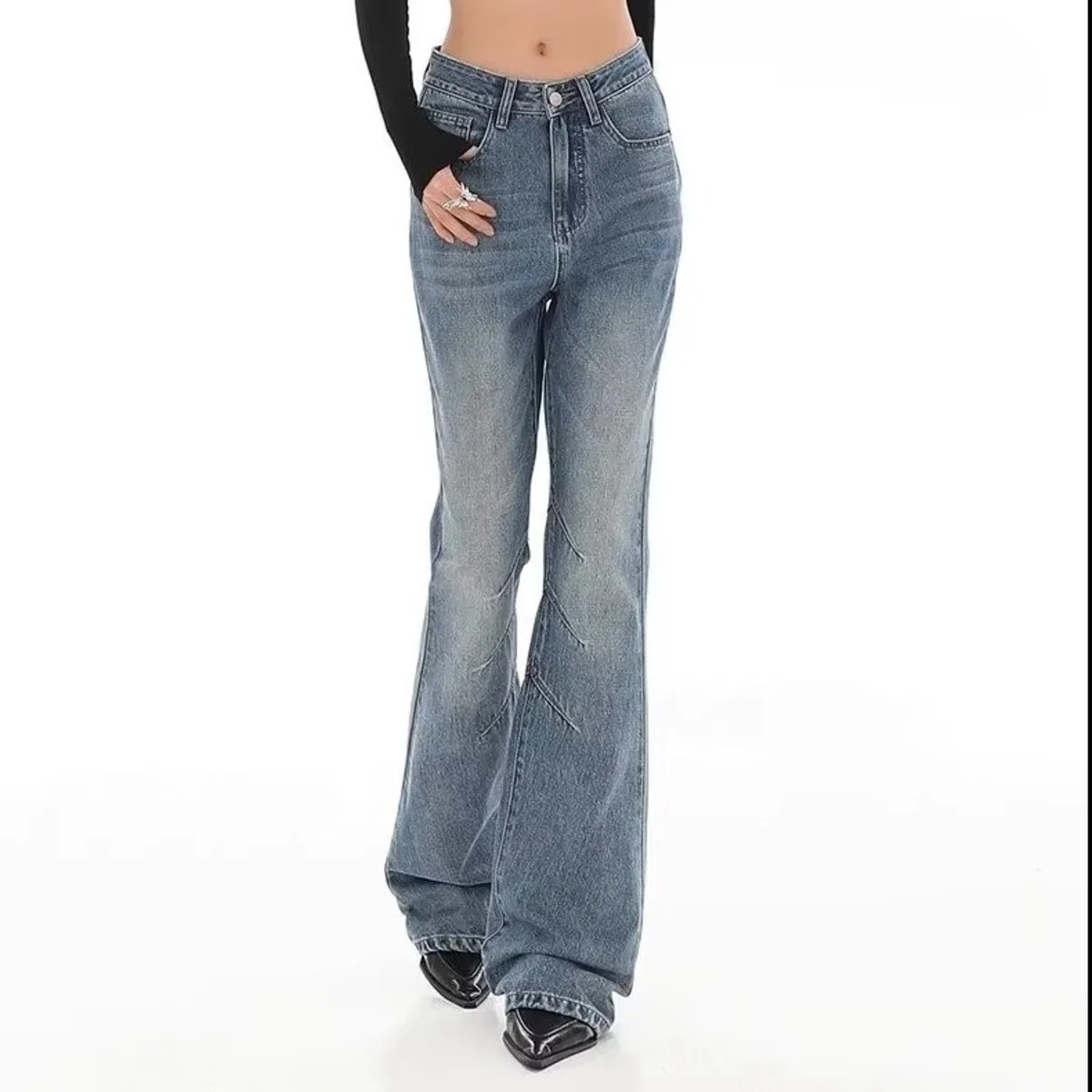 Splicing Jeans For Women, New Wide Leg Hanging Straight Leg Pants, Fashionable Women's Jeans