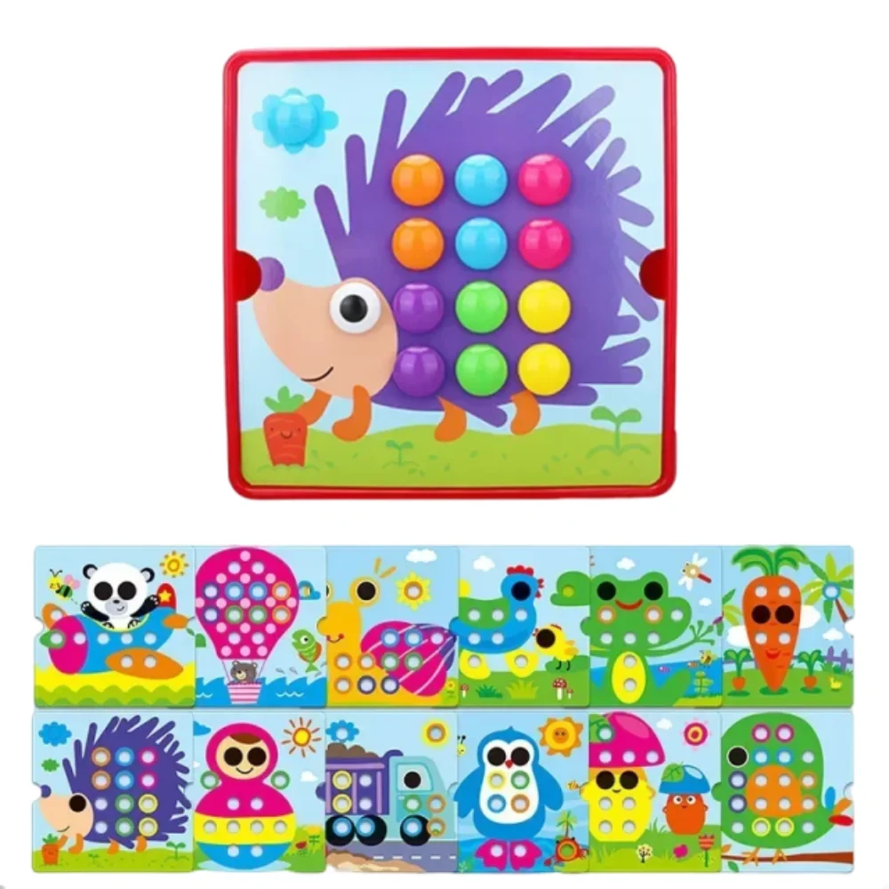 Animal dos desenhos animados cogumelo prego quebra-cabeça brinquedo bonito 3d jigsaw board brinquedo criativo diy cor correspondência quebra-cabeças presente das crianças