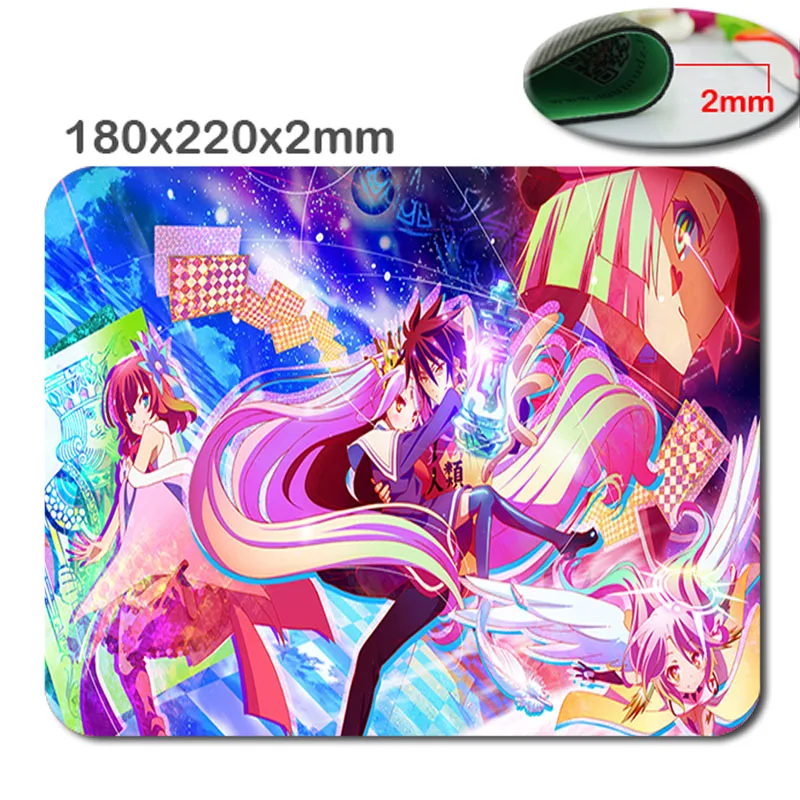 No Game No Life Image Made for Rectangle Computer Large Game Mouse Pad Cloth Cover Backing 220X180X2mm.durable office and .