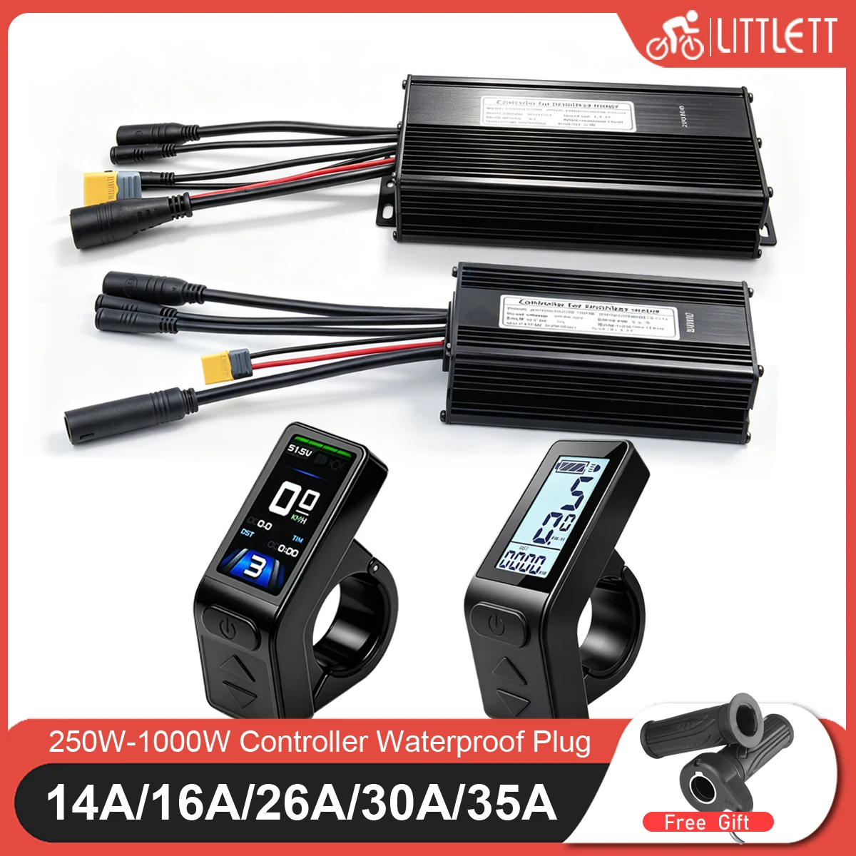 Ebike Sinewave KT Waterproof Controller 36V48V 14A-35A 250W500W1000W1500W LCD4 TF04 Display Electric Bike Conversion Kit Parts