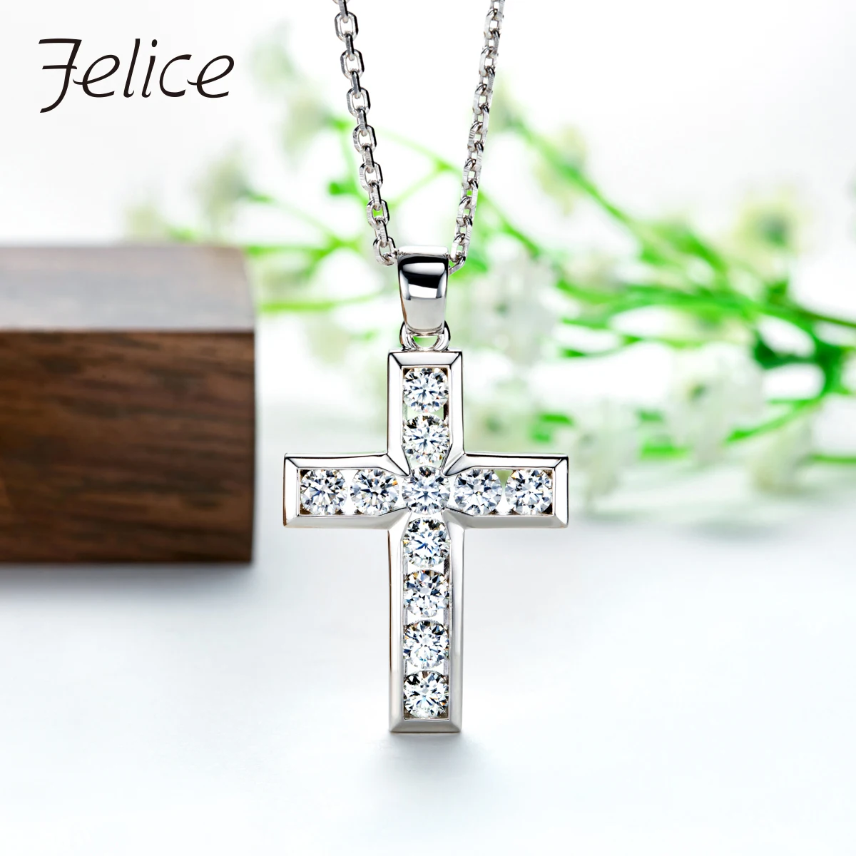 Felice 3.5mm Moissanite Necklace 925 Sterling Silver With Cer D Color Lab Diamond Luxurious Necklace For Women&Men Jewelry