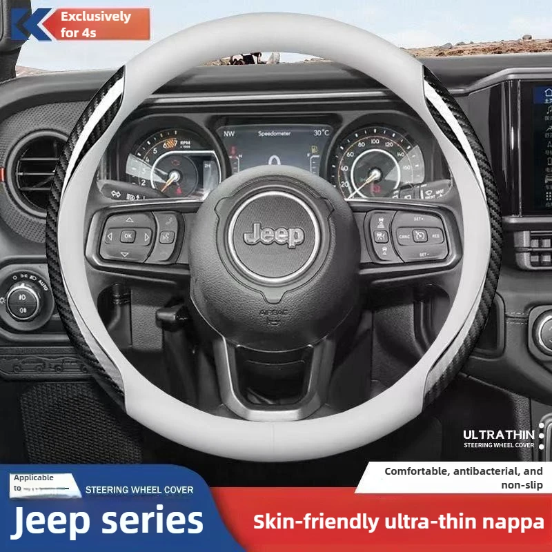 Leather Car Steering Wheel Cover for Jeep Grand Cherokee Wrangler Compass Avenger renegade 2012 - 2023 2024 2025 Accessories