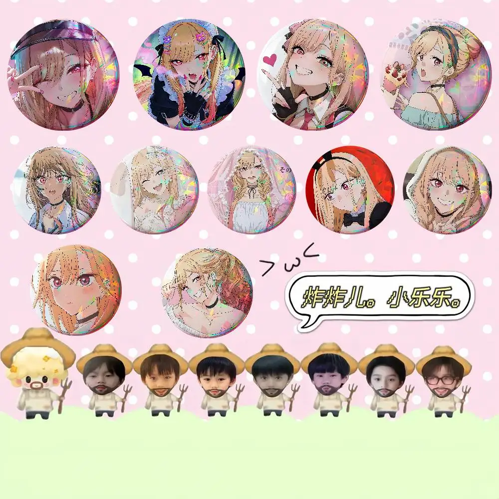 Kitagawas Marin Badges Tinplate Soft Button Pin Brooch Metal Badge Custom Jewelry Accessories Hat Bag Lapel