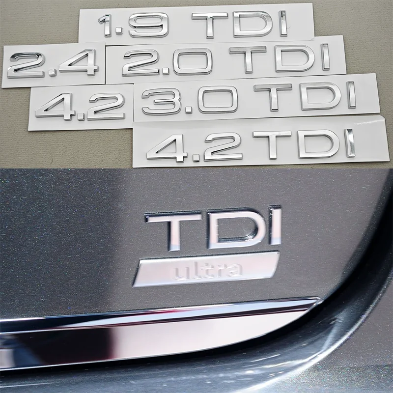 3D ABS Car Logo 1.9 2.0 2.8 3.0 4.2 TDI 3.6 Sticker Trunk Emblem Rear Badge For Audi A3 A4 A5 A6 A7 A8 Q3 Q5 Q7 Q8 Accessroies