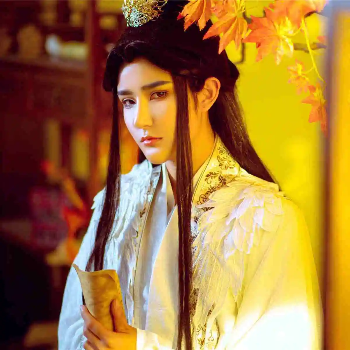 Chu Wanning Cosplay Costume Heaven Official's Blessing Xie Lian Cosplay White Hanfu Chinese Ancient Costumes Anime Free Crown