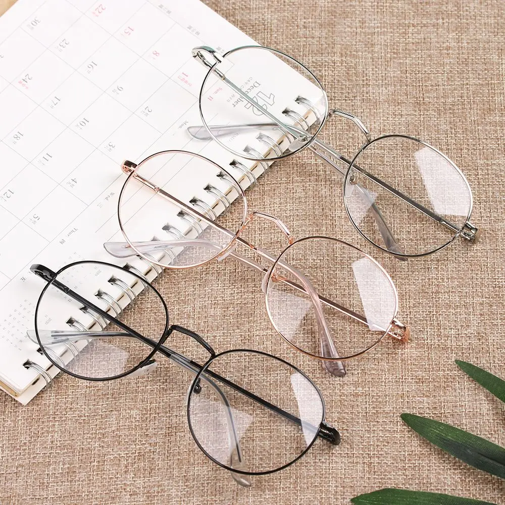 Unisex Retro okrągła okulary dla osób z krótkowzrocznością ultralekka metalowa oprawka bez okularów wykończonych recepturą krótkowzrocznych okularów