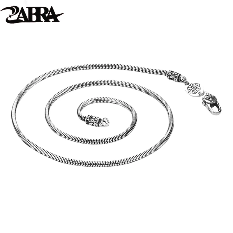 

ZABRA Round Snake Bone Chain 925 Silver Necklace Men's Trendy Style Clavicle Chain Men's Accessories Gift