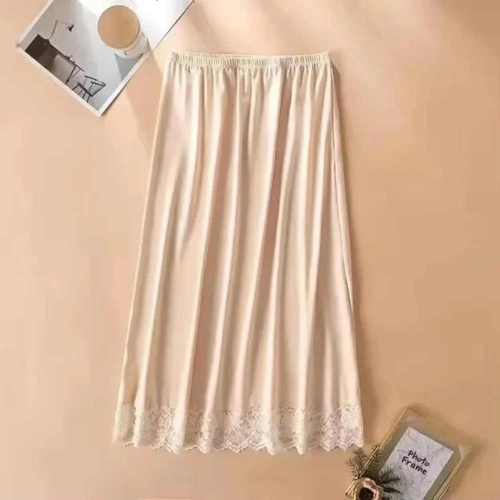 3 Lengths Underskirt Half Slips Dress For Women Summer Thin Ice Silk High Waist Elastic Anti-Penetrating Underskirt Lining