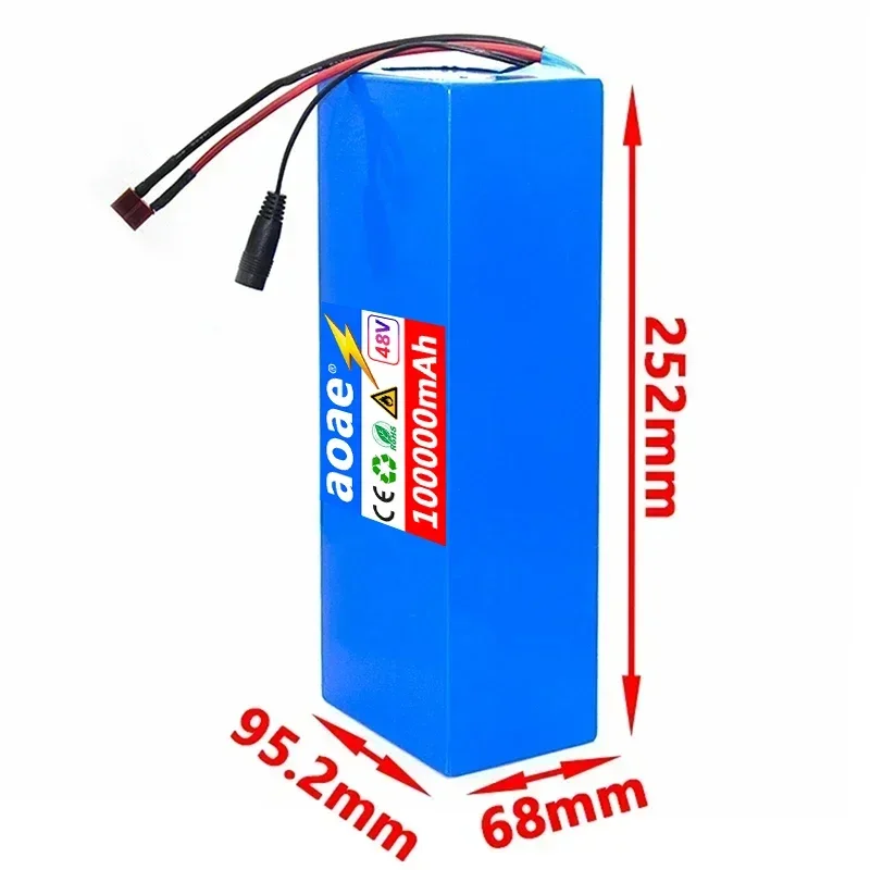 2024 New 13S5P 48V 100000mAh 100Ah Lithium-ion Battery Pack with 1000W BMS for 54.6V E-bike Electric Bicycle Scooter