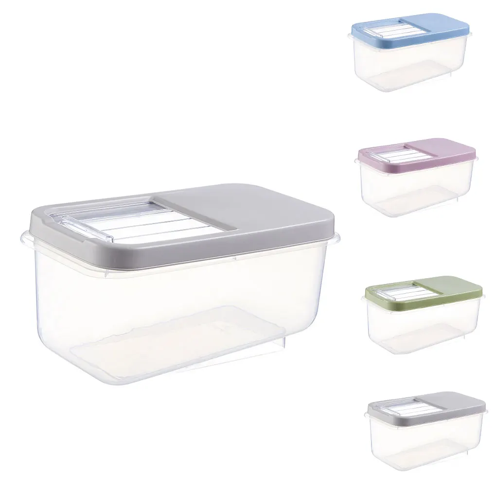 

Home Cereal Container Airtight Dispenser Locking Lids Measure Cup Rice Flour Box Grain Dry Food Storage Case