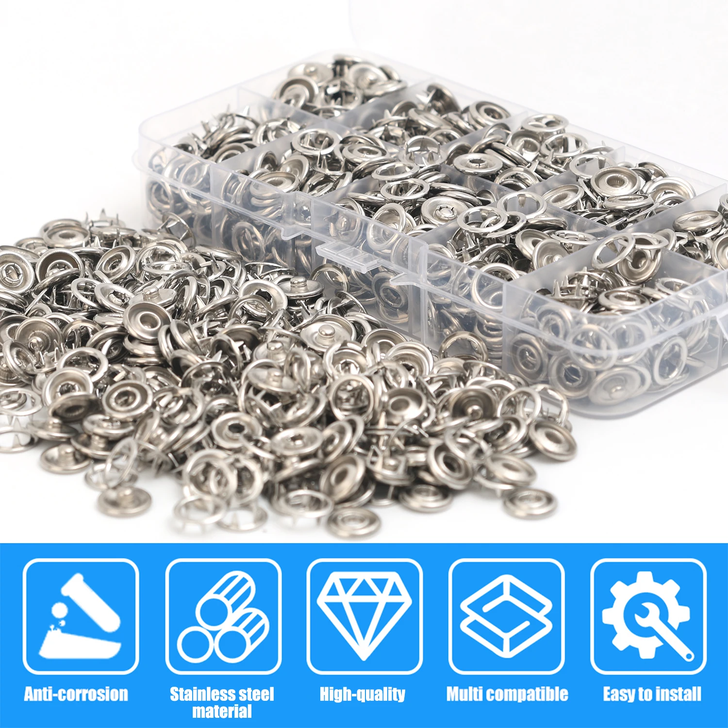 50/100 مجموعة مع كماشة خمسة مخلب الملابس مشبك المشبك مجموعة الطقات المعدنية زر السحابة زر لا الخياطة ترصيع الضغط أداة خاطفة