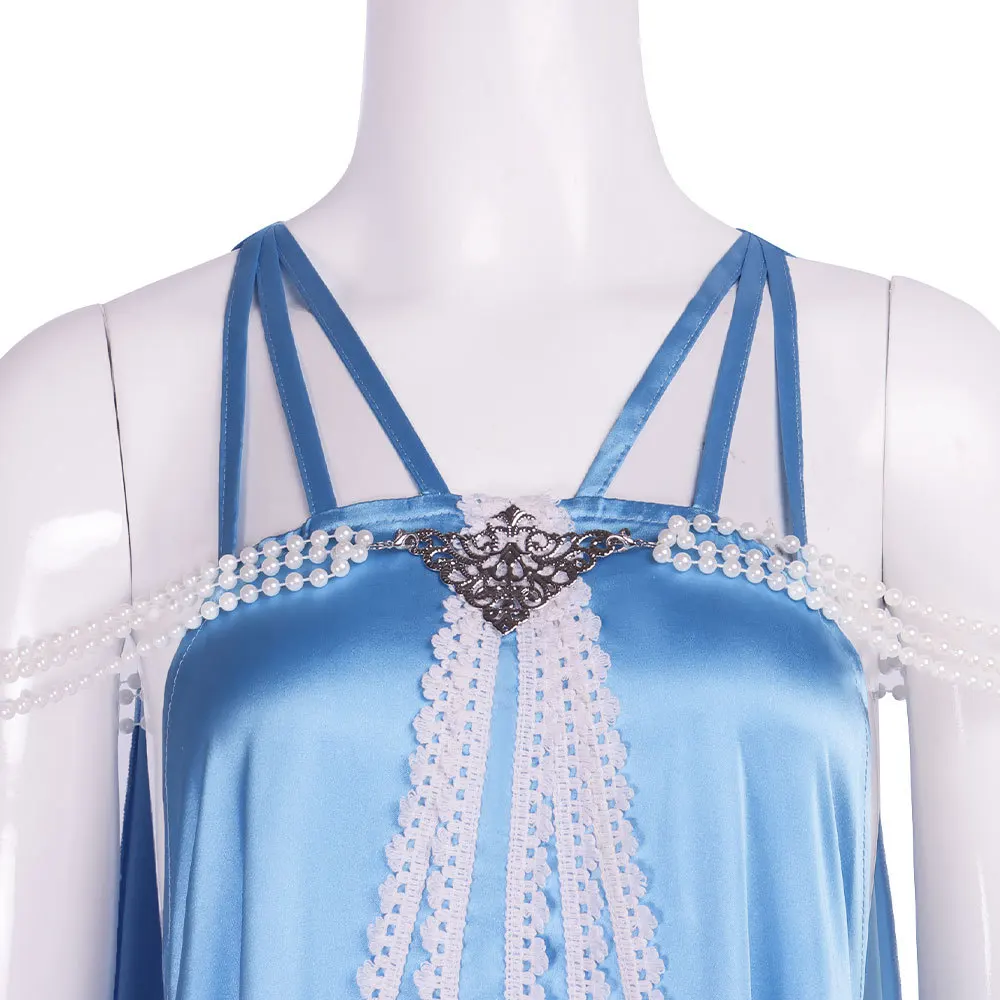 Padmé Amidala فستان طويل أزرق الحمالات فستان تأثيري حلي عيد الميلاد هالوين حفلة تنكرية الكرة كرنفال حفلة ملابس نسائية