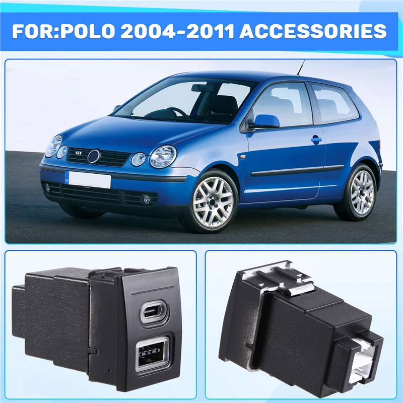 

ABXN-Car USB Charger PD Mouth Fast Charge QC3.0 Charging Adapter Outlet Button USB Charger For VW POLO For VW POLO 2004 - 2011