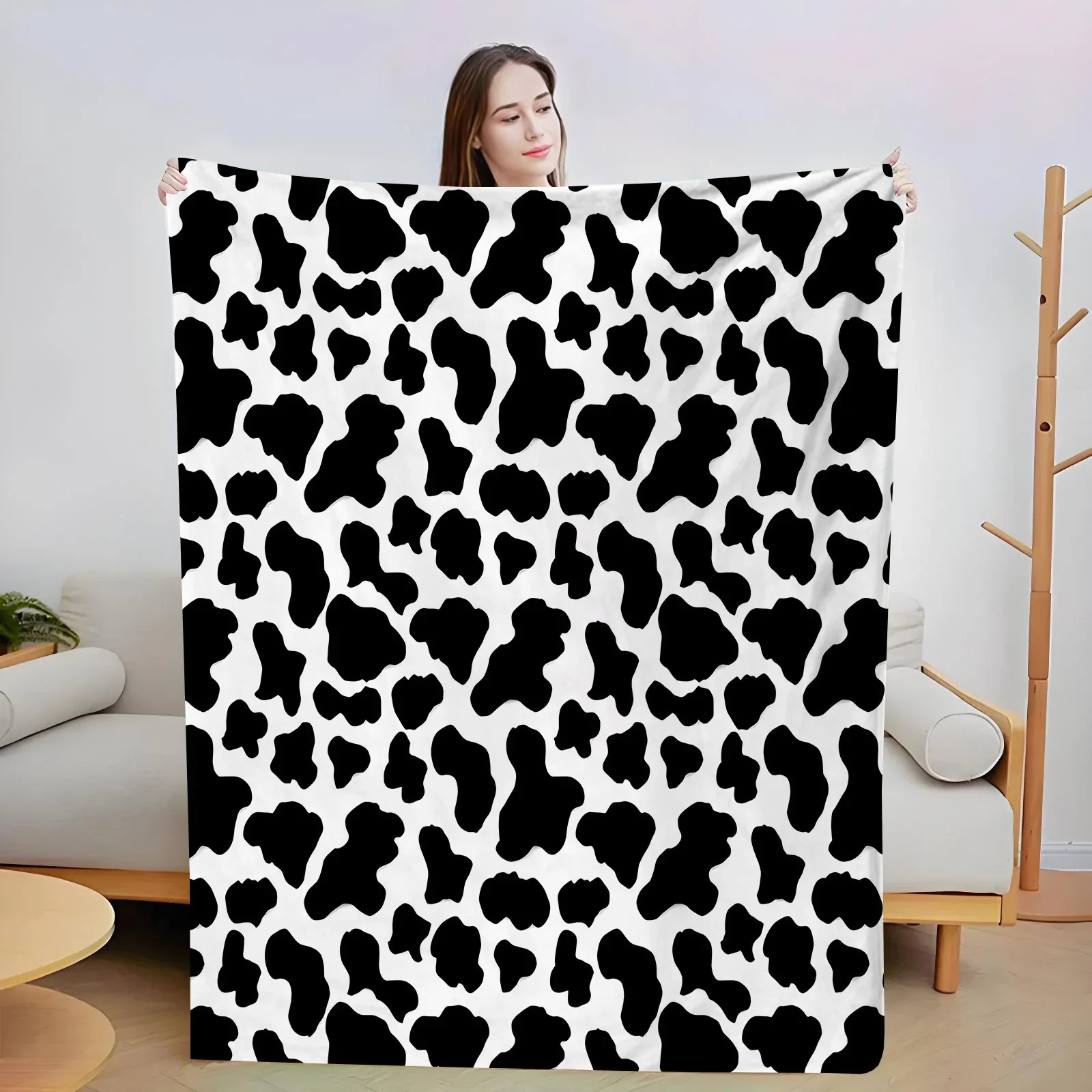Brown Purple Leopard Print Flannel Blanket Milk Pattern Sofa Blanket Air Conditioning Office Nap Blanket Festival Birthday Gift