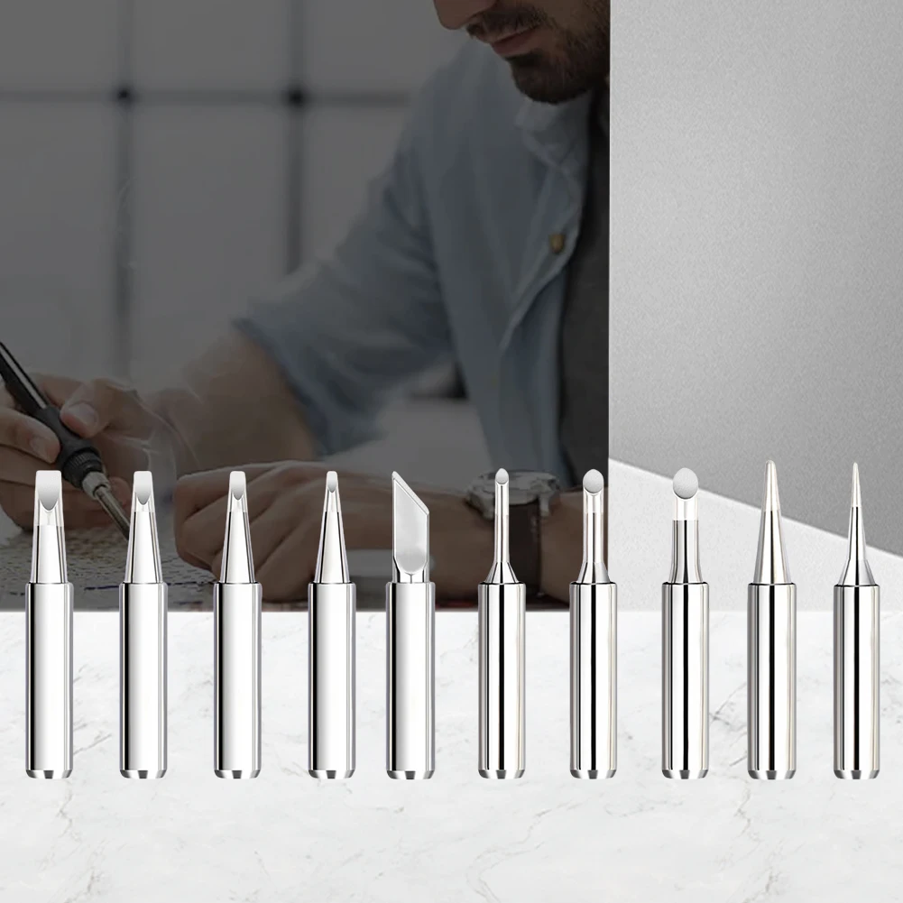 11 Pcs Soldering Iron Tips W/ Welding Sleeve 900M Lead-Free Replaceable Soldering Tip Welding Tips Head Welding Station Tools