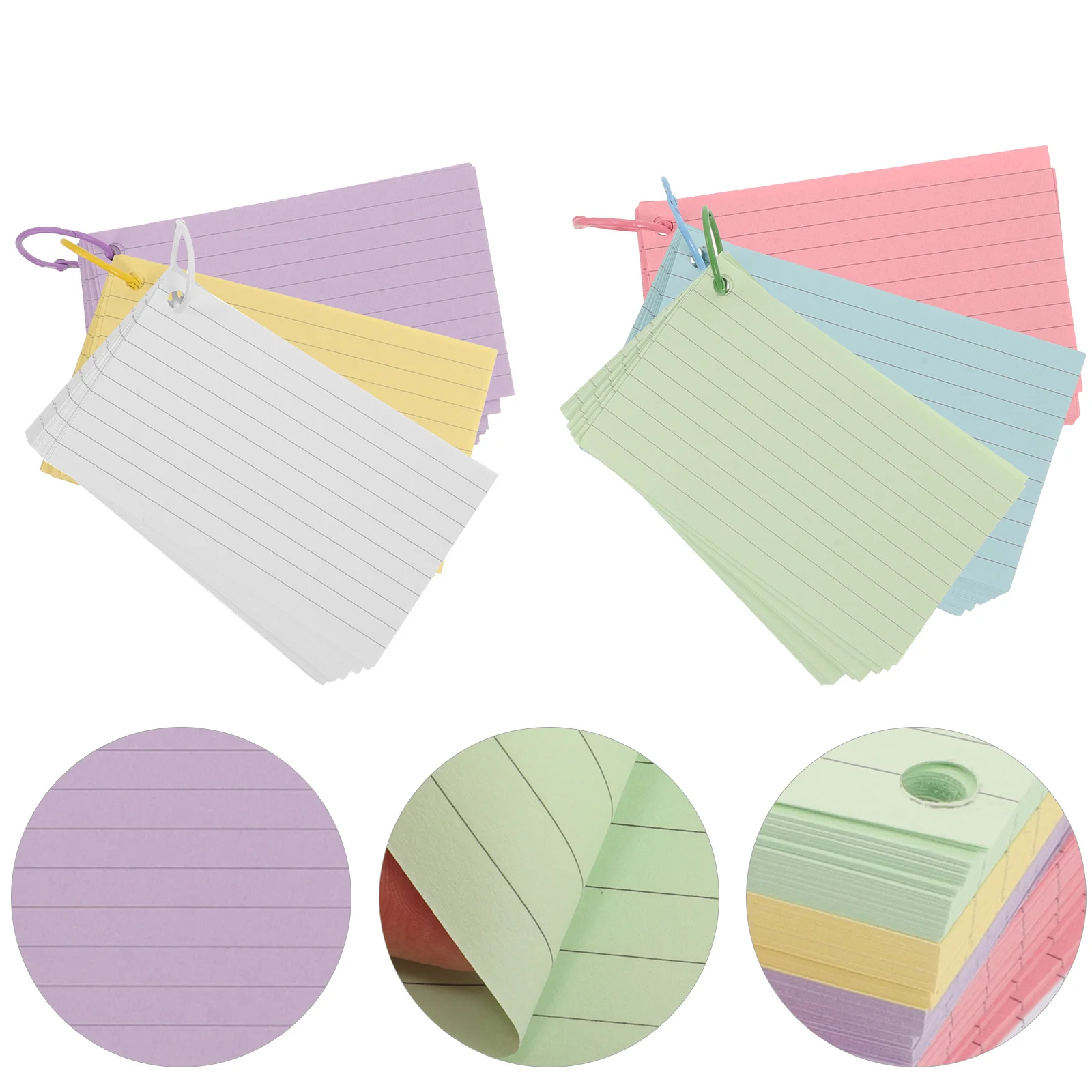 

Colored Index Cards Lined Notebook Flashcards with Ring Hole Punch Blank Memory Cards for Studying Office Supplies Portable Note
