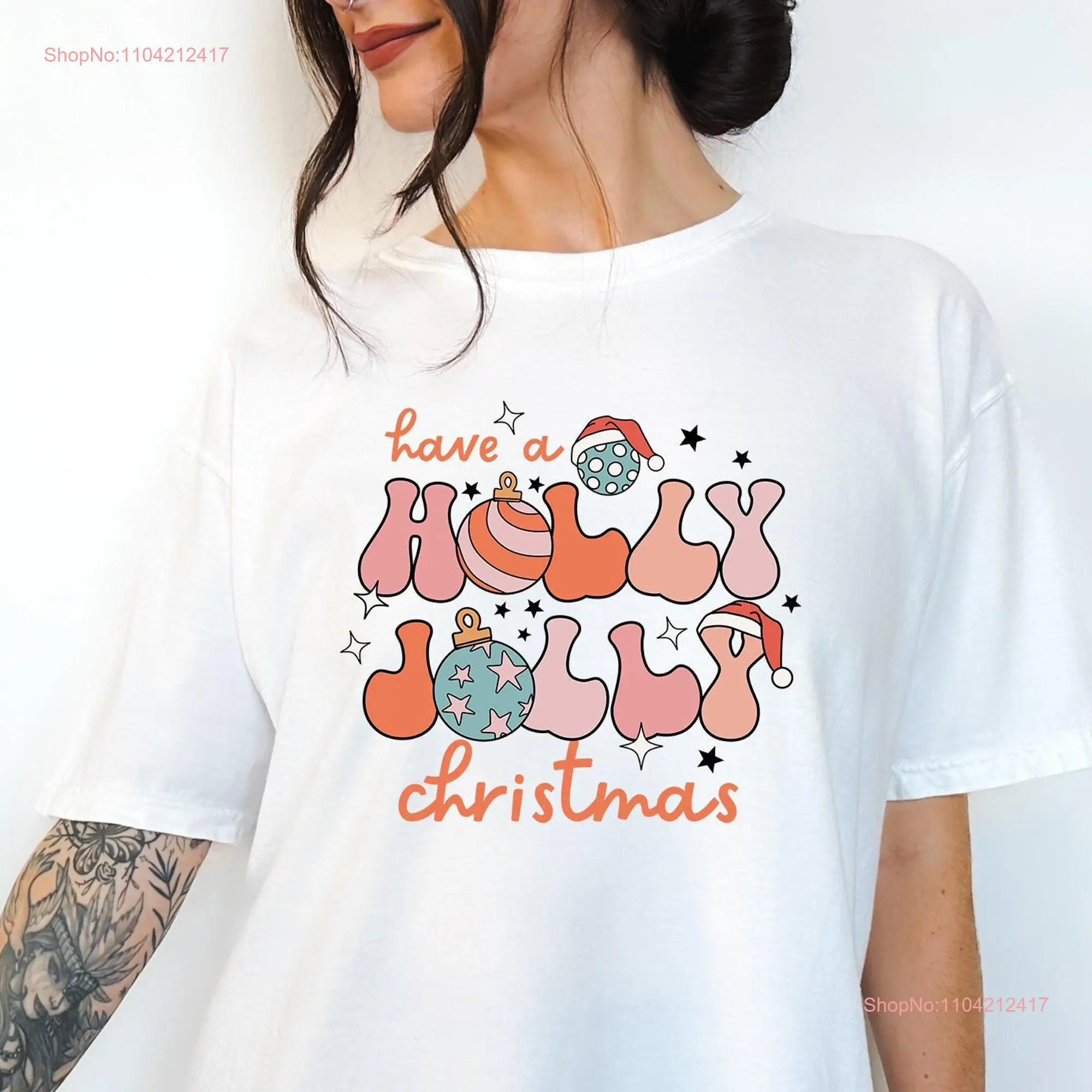 Retro Christmas Comfort Colors T Shirt Have A Holly Jolly Vintage Holiday Ugly Sweater long or short sleeves