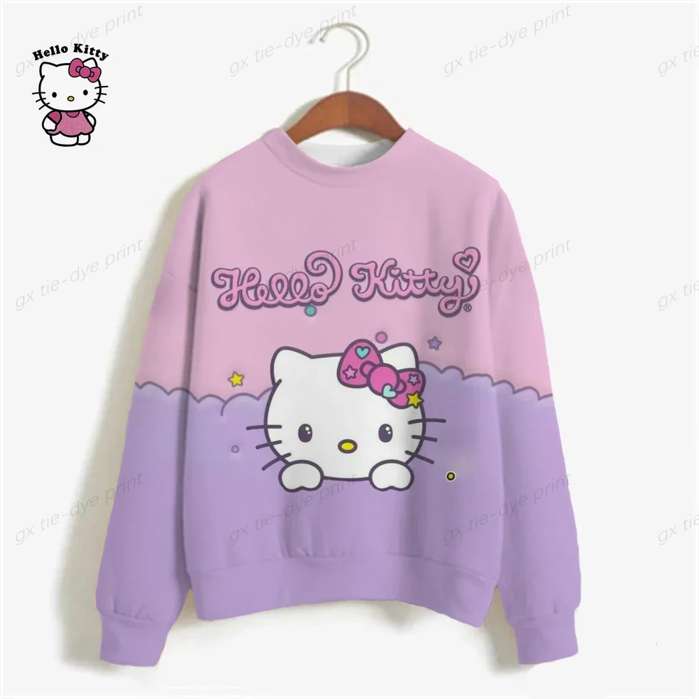 Vintage HELLO KITTY Print Crewneck Pullovers Harajuku Hoodie Women Fall Sweatshirt kawaii HELLO KITTY Sweatshirts