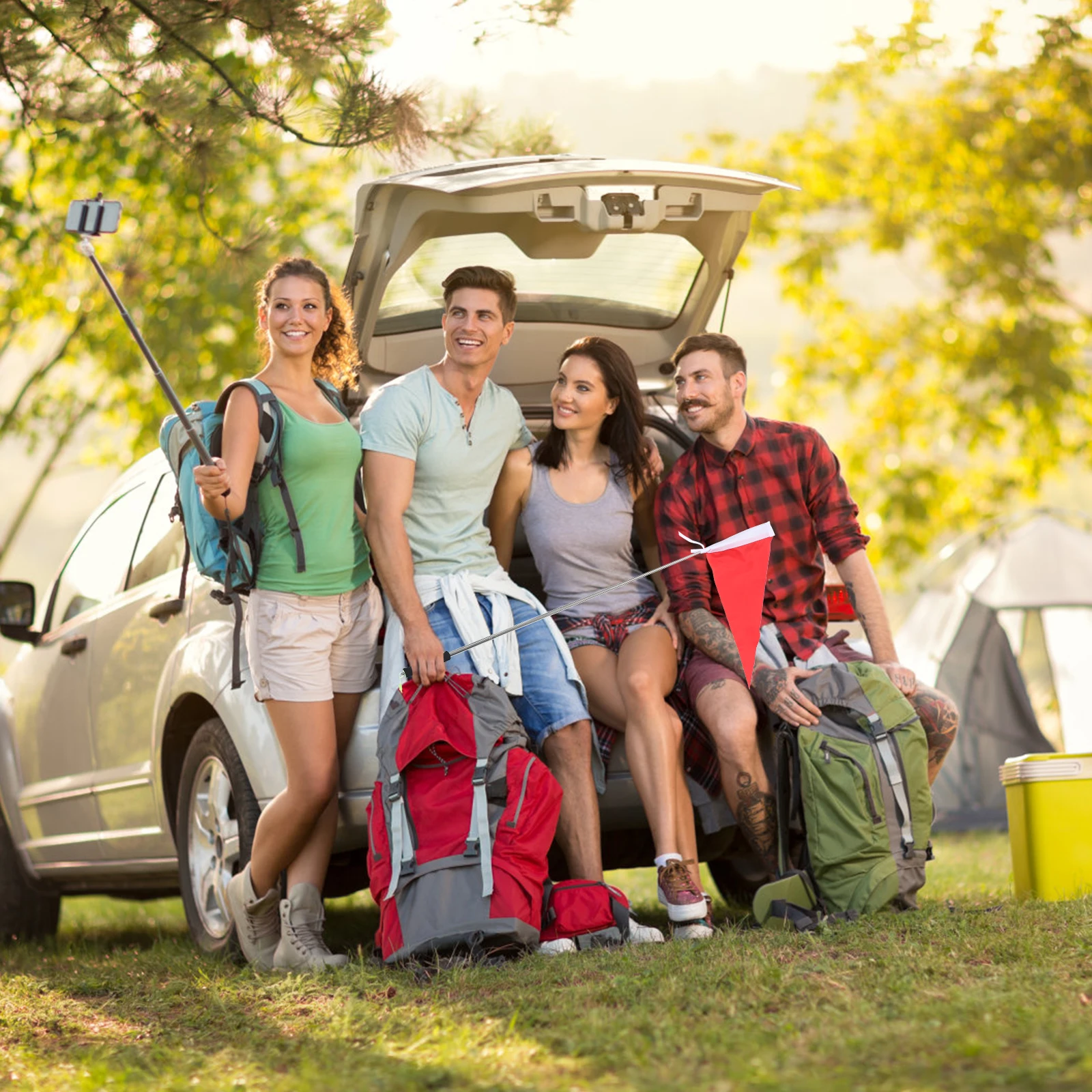 

Handheld Tour Guide Flag Adjustable stick for Kids School Outings Excursions Signal Flag Hand Flags on Stick