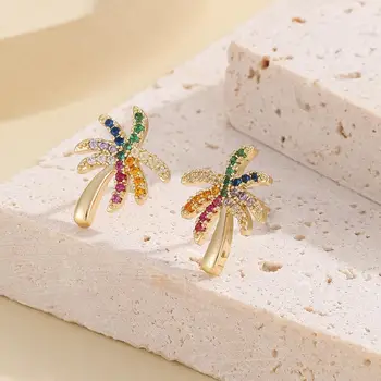 Orecchini pendenti con palme da spiaggia in cristallo, gioielli tropicali per donna 10 best sales orecchini ad albero - №10