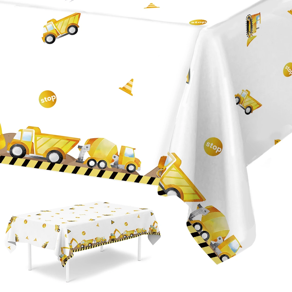 Construction Engineering Vehicles Theme Tablecloth Birthday Decor Baby Shower for  Excavator Truck Tractor Party Supplies