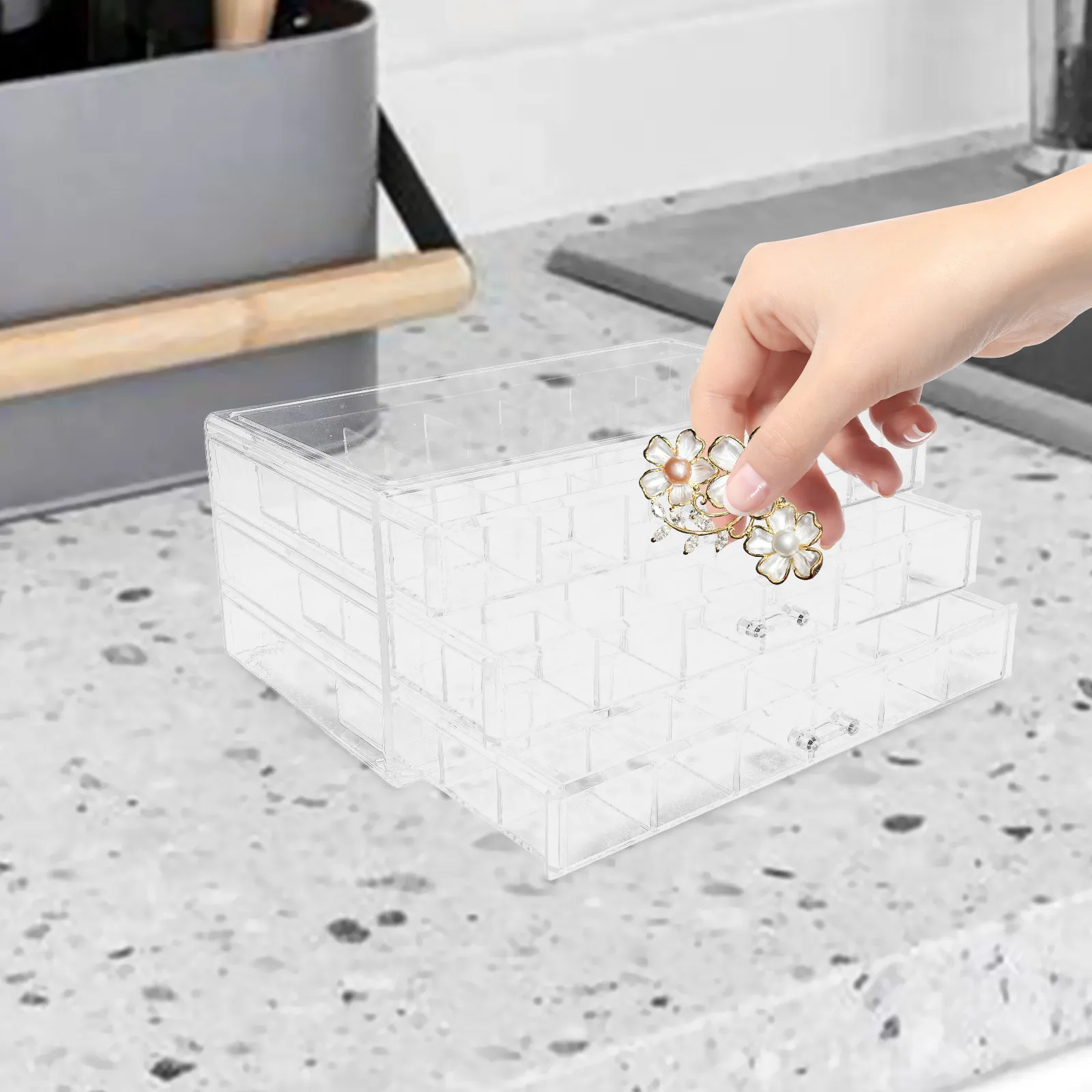 

3-Layer Jewelry Box Organizer for Earrings Rings Bracelets Necklaces Hairpins Desktop Decorative Storage Case Jewelry