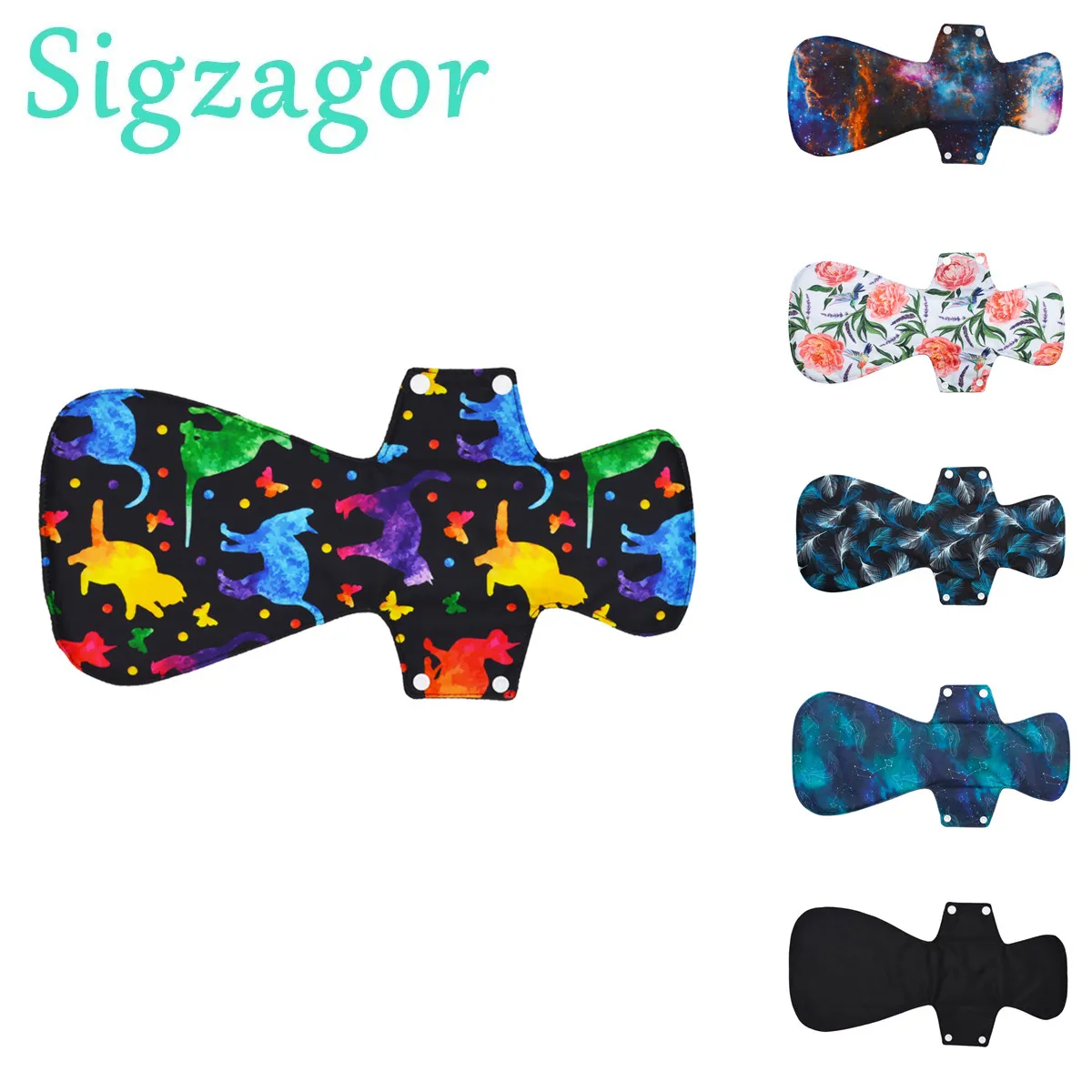 [Sigzagor] 1 XXL Cloth Menstrual Pad Sanitary Bamboo Charcoal Reusable Overnight Post Partum 16inches