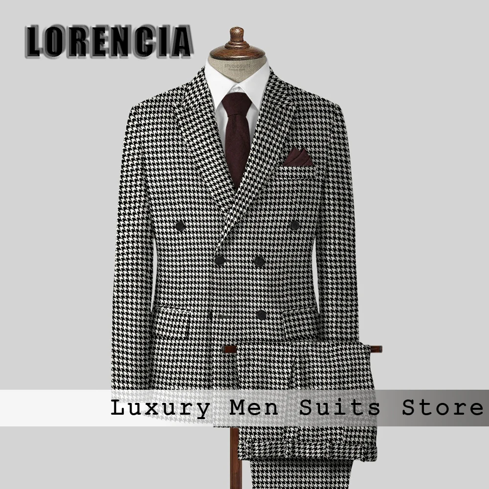 

Формальные мужские костюмы с узором «гусиные лапки», комплект из 2 предметов, двубортный вечерний смокинг, индивидуальный клетчатый пиджак, брюки fatos de homem