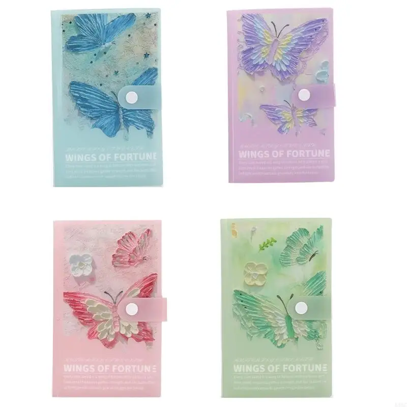 100 Slot Butterfly Cash Record Case with Clear Plastic Pages Budget Planning Book for Allowance and Ticket Sorting 896C