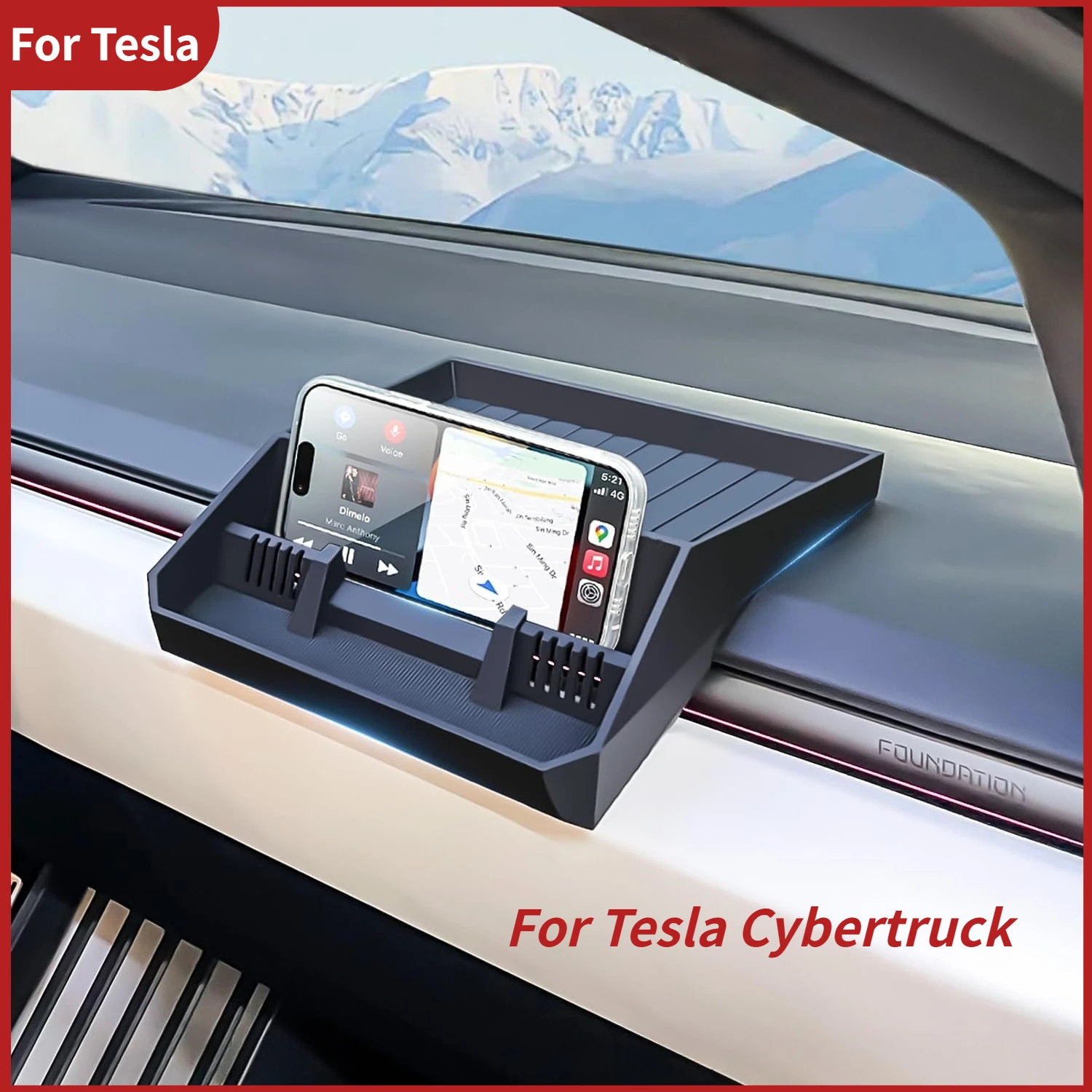 

Center Console Organizer For Tesla Cybertruck Behind Screen Storage Tray Dashboard Box Accessories