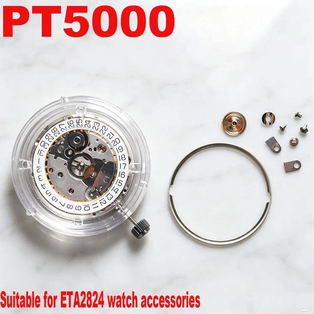 Suitable for ETA2824 watch luxury 25 gemstones high-precision PT5000 fully automatic mechanical movement with white date wheel